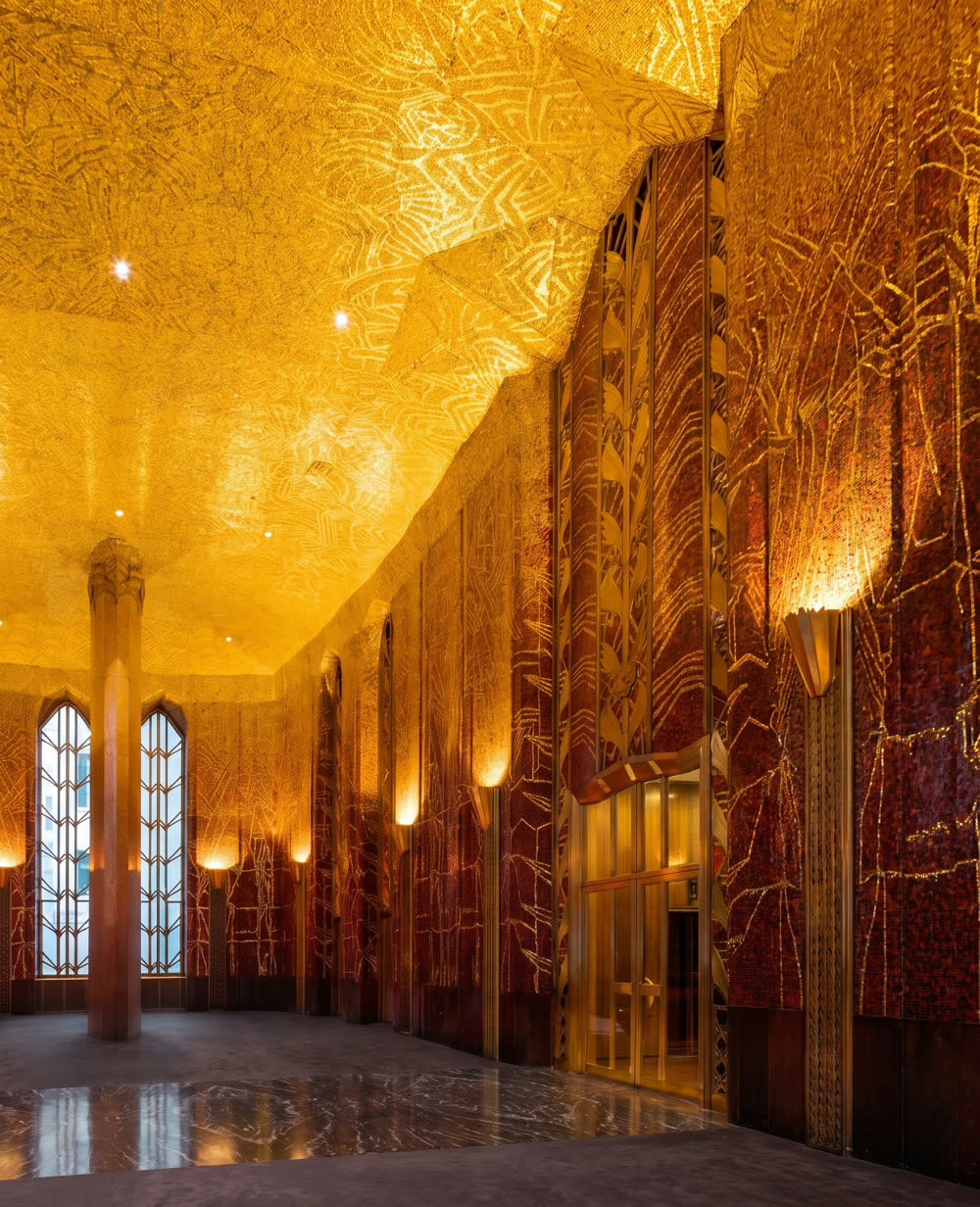 The mosaic vault of the Red Room at One Wall Street.